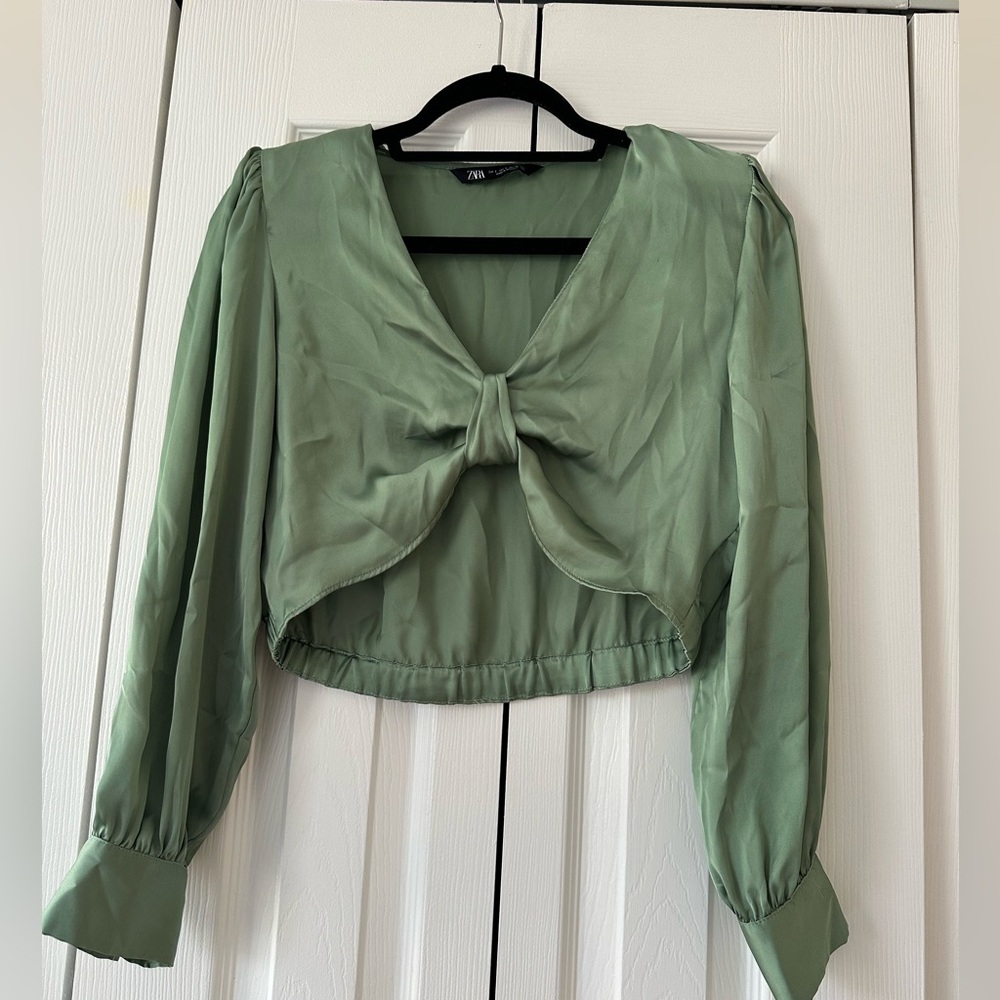 Zara Satin Green Blouse
